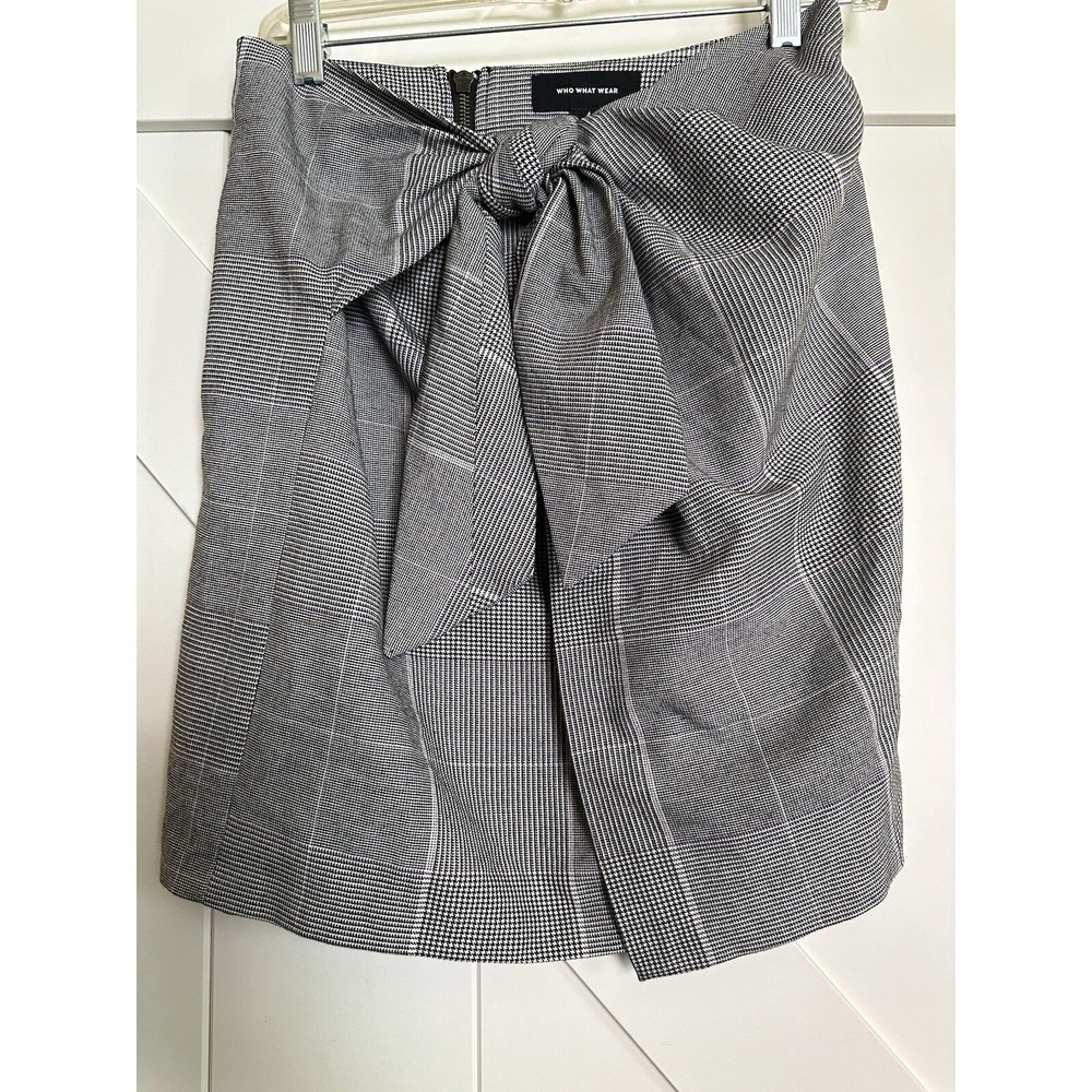 Who What Wear‎ Women's Wrap Skirt Black Plaid Size 4